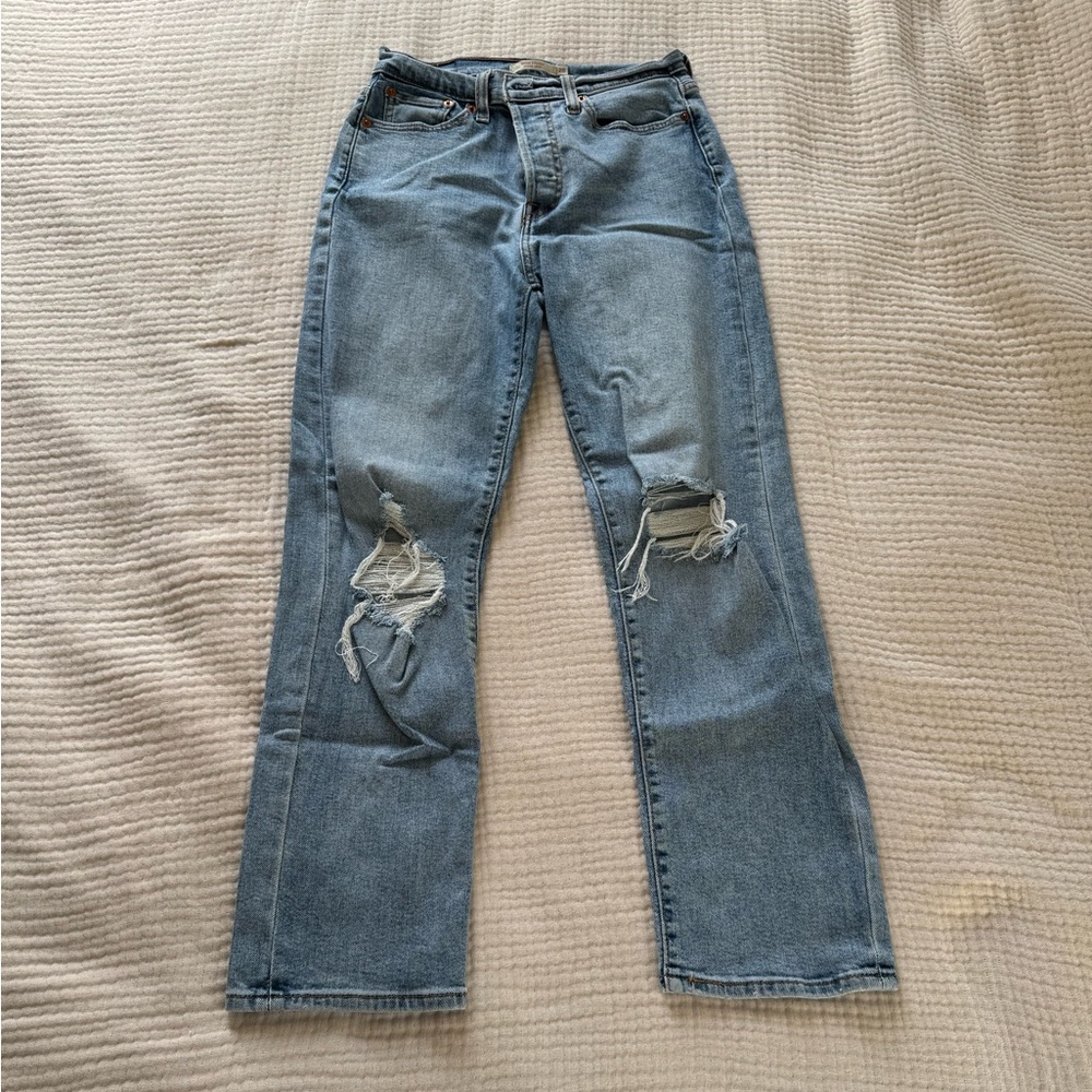Levi's Wedgie Straight High Rise Distressed Jeans
